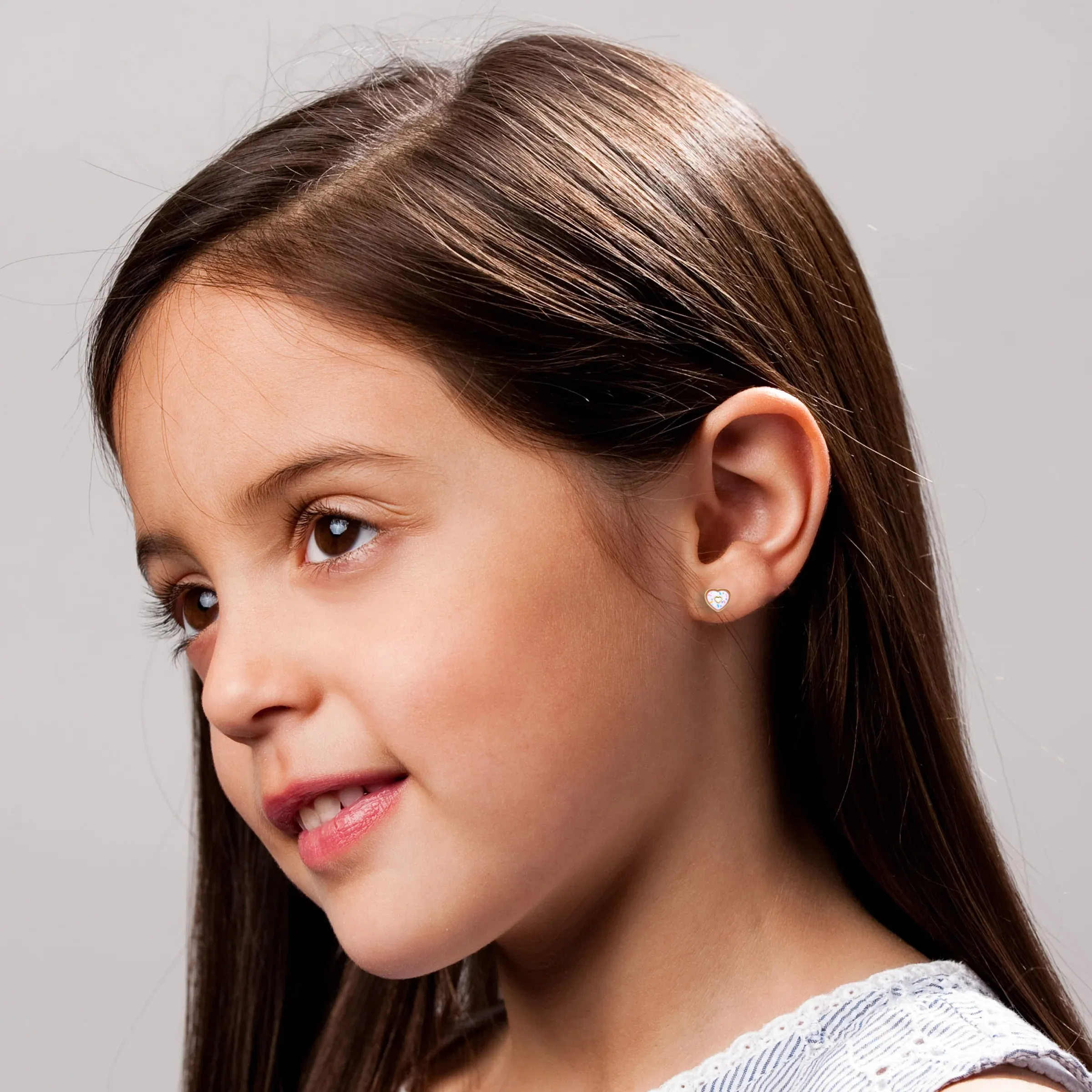 14k Gold Plated Sprinkled Donut Heart Halo Stud Earrings