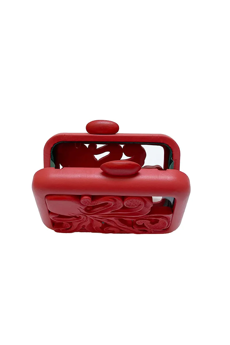 ANIMALIS OCTOPUS ACRYLIC RED CLUTCH