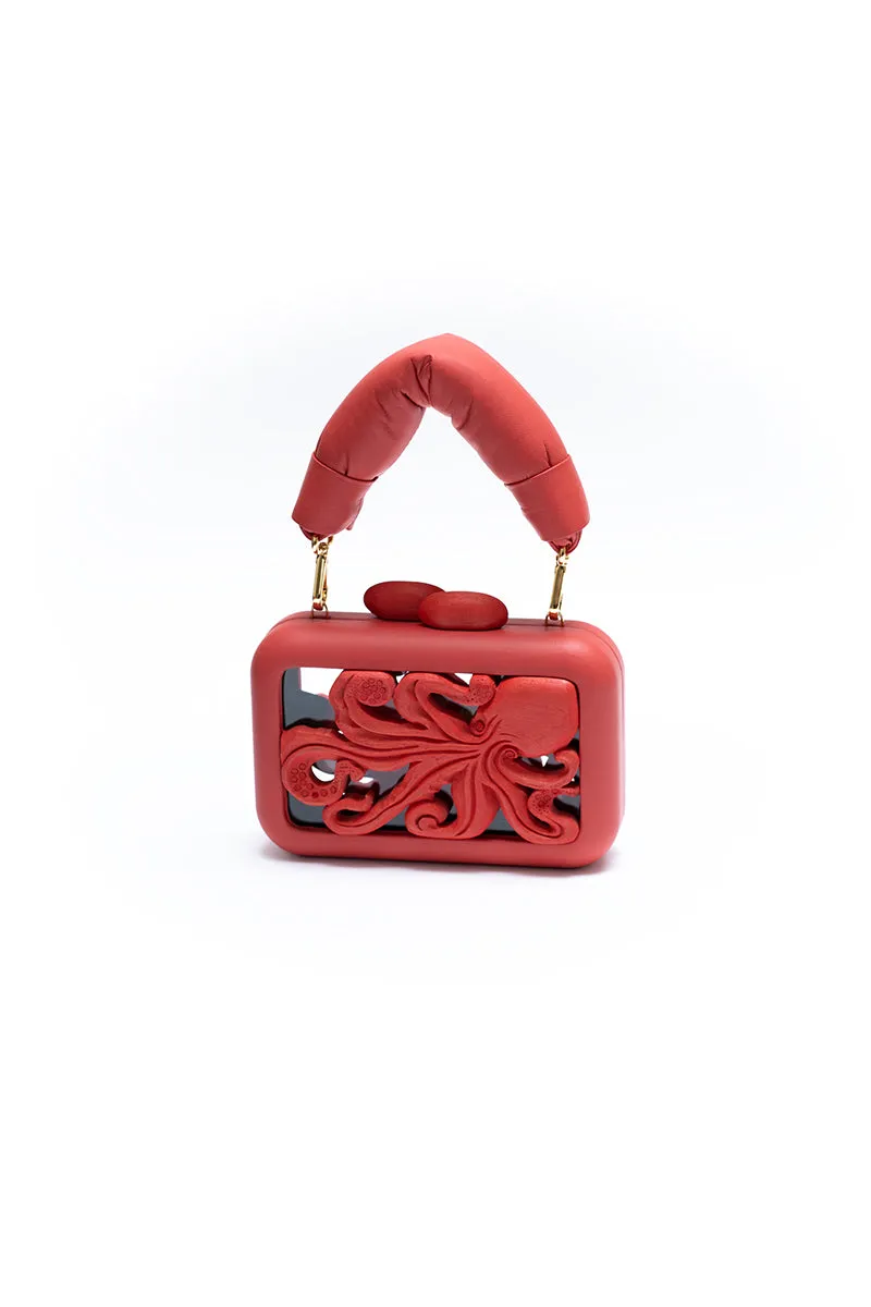 ANIMALIS OCTOPUS ACRYLIC RED CLUTCH