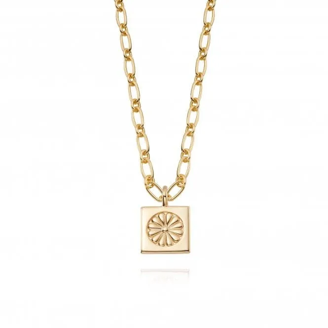 Daisy Bloom Medallion 18ct Gold Plated Necklace DN02_GP