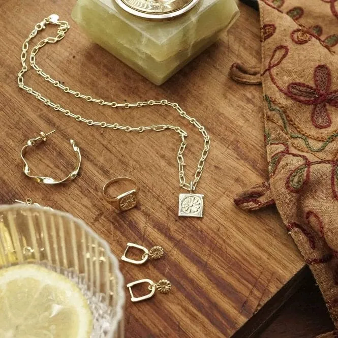 Daisy Bloom Medallion 18ct Gold Plated Necklace DN02_GP