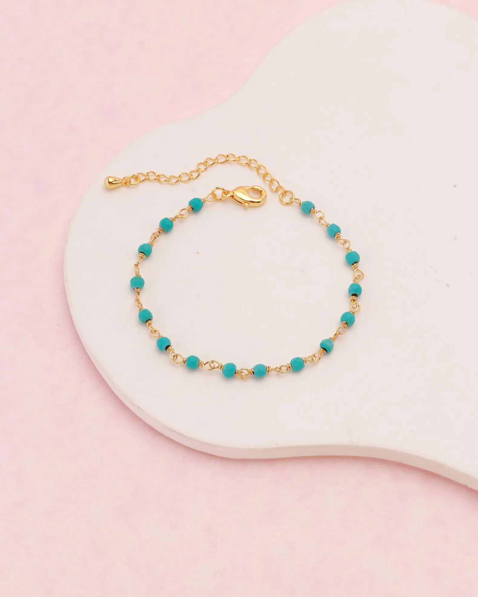 Elara Blue Gold Boho Bead Bracelet
