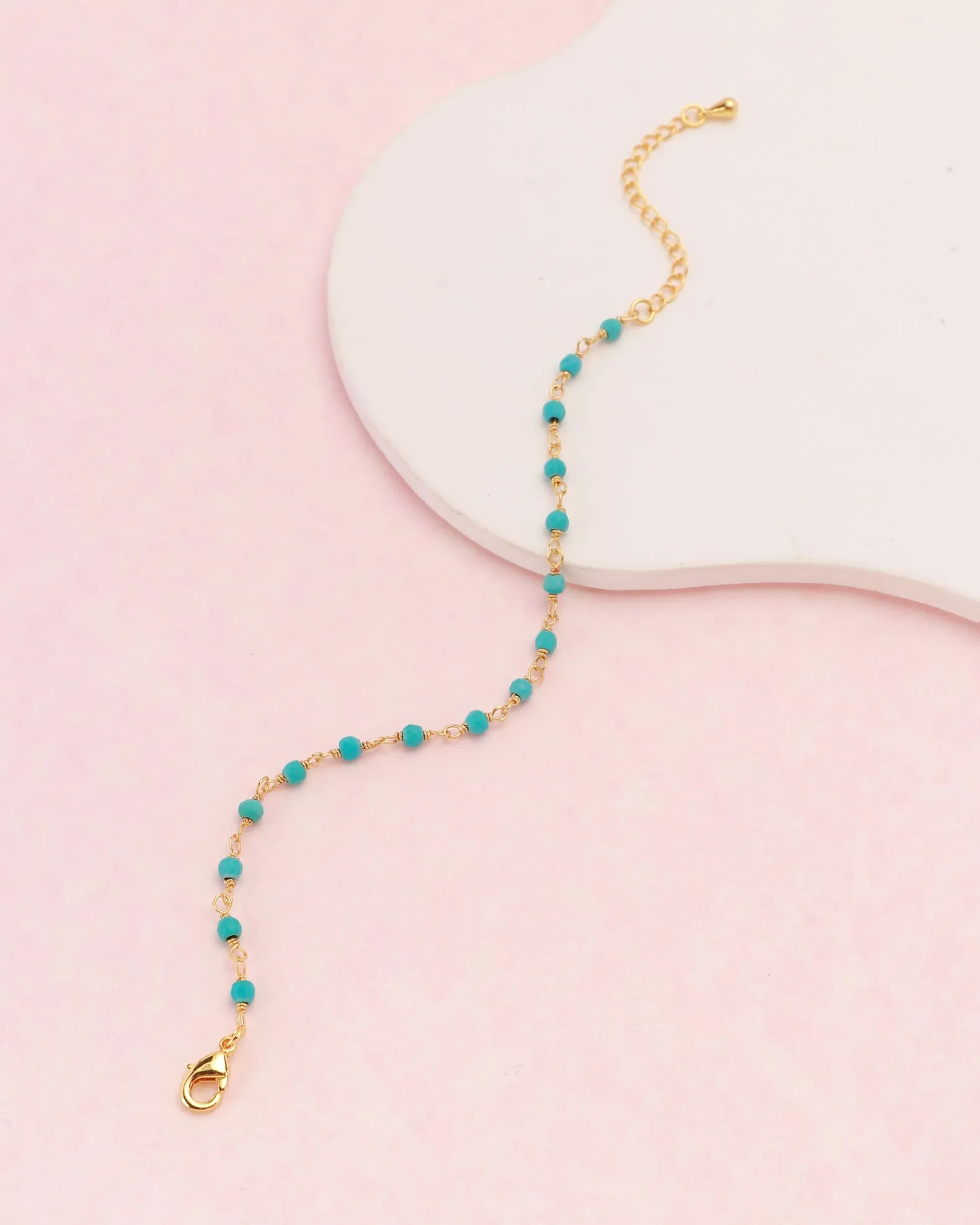 Elara Blue Gold Boho Bead Bracelet