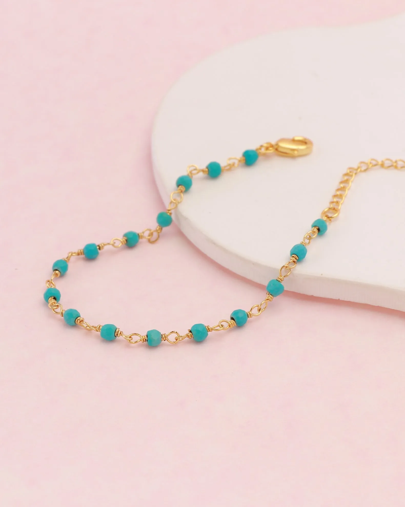 Elara Blue Gold Boho Bead Bracelet