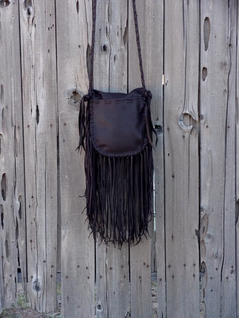 Fringed leather bag, boho handbag , handmade fringed purse