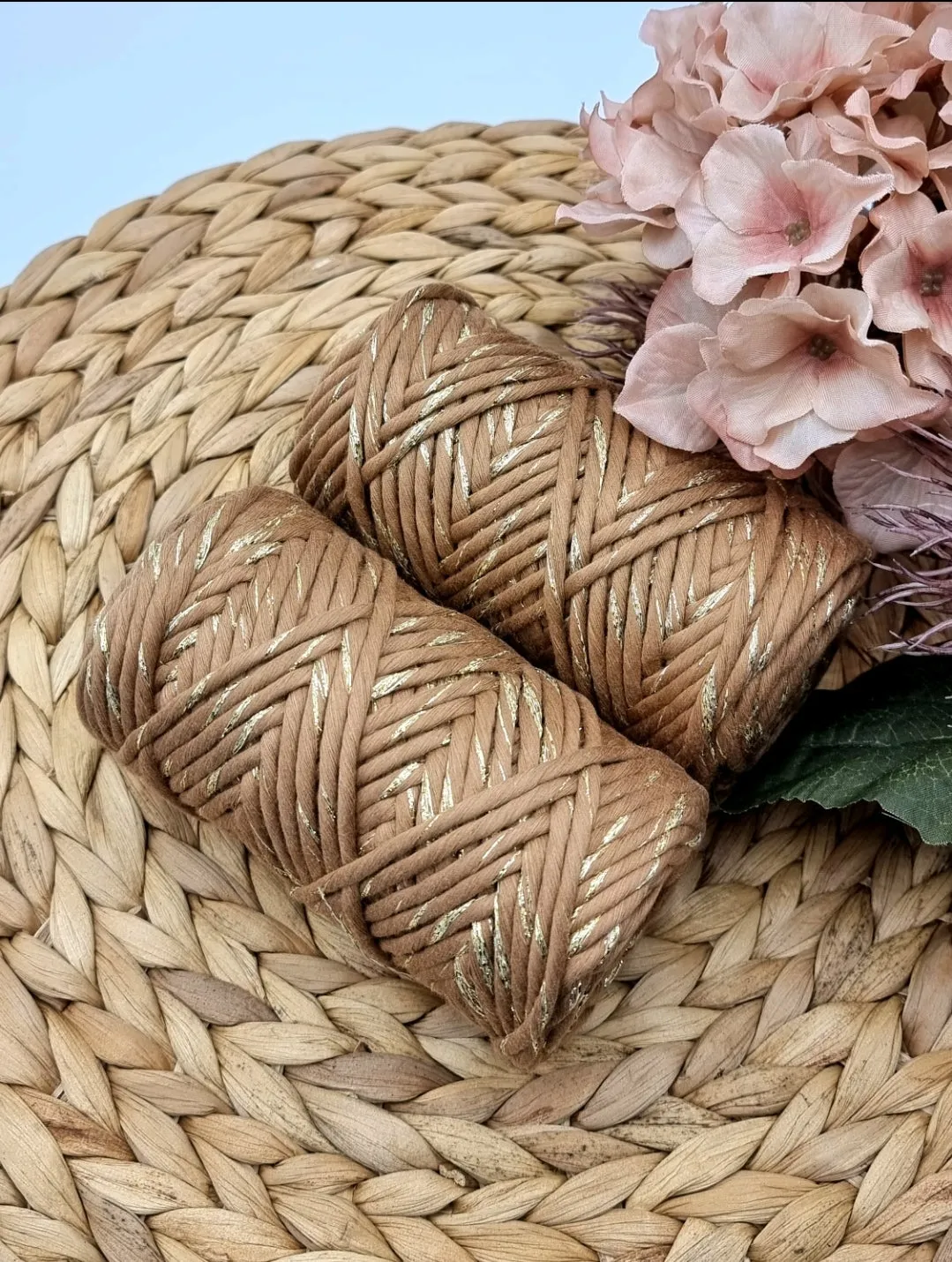 Gingerbread Brown Shiny Gold - 3MM Single Strand Luxe Cotton Cord 250gr