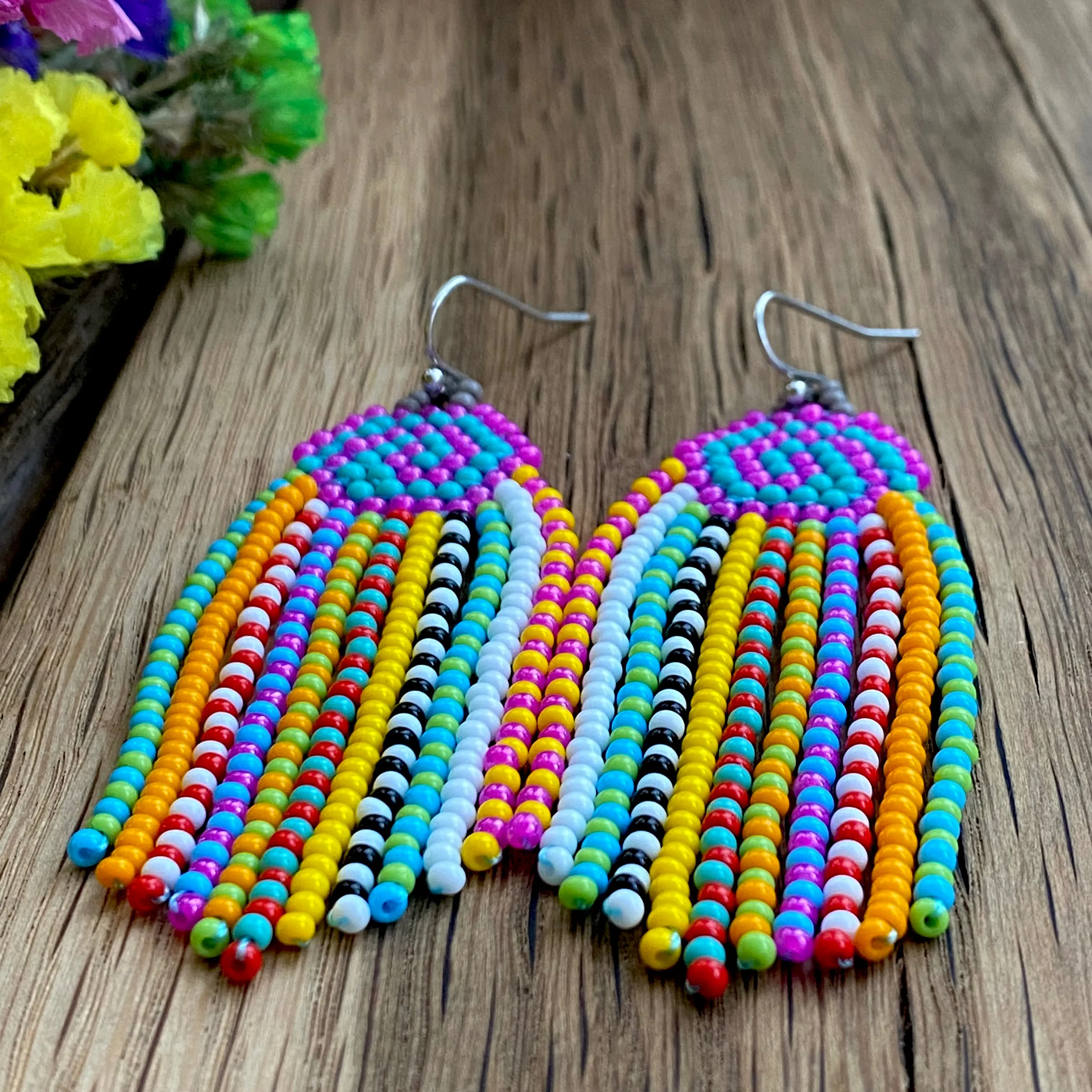Handmade Bright Beaded Earrings