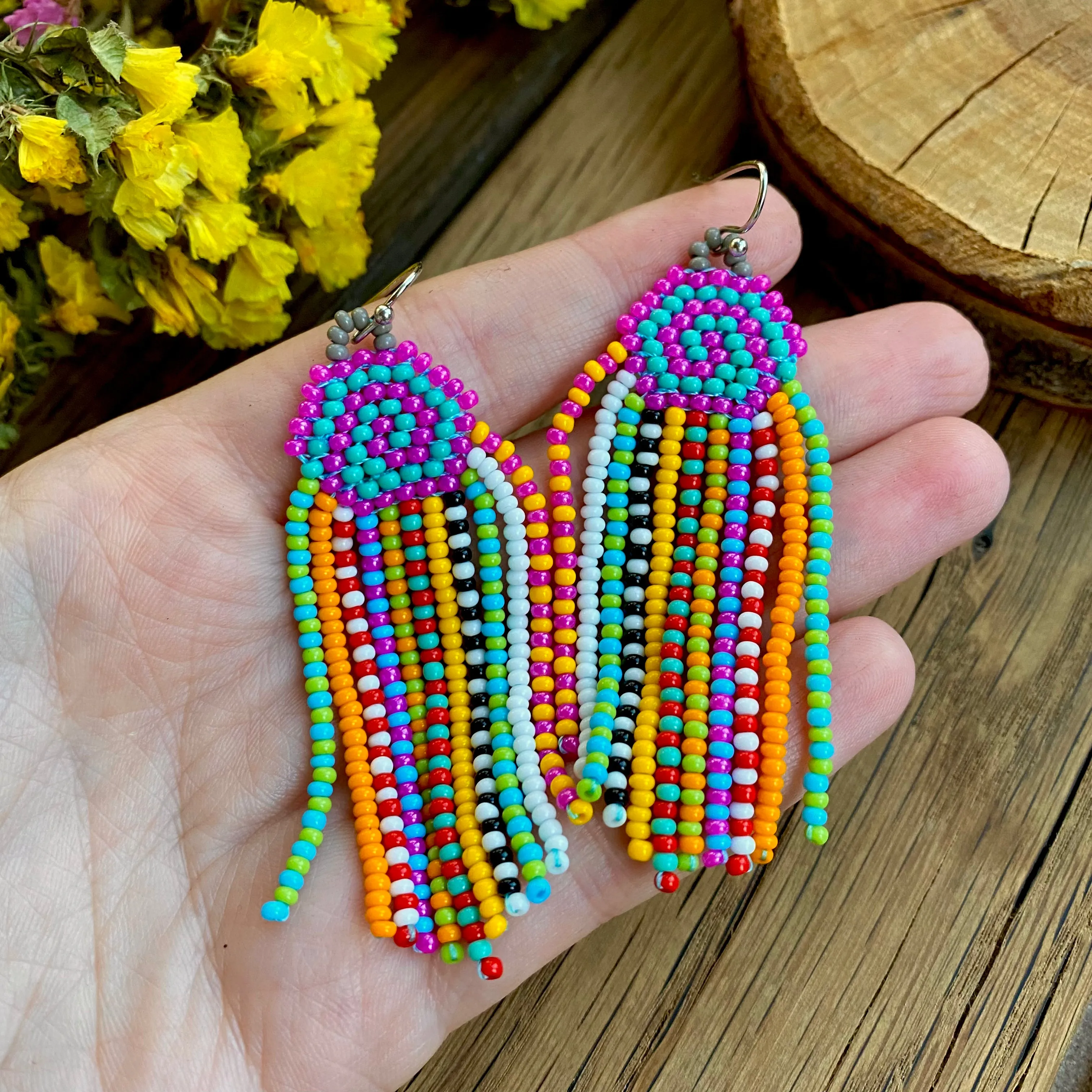 Handmade Bright Beaded Earrings