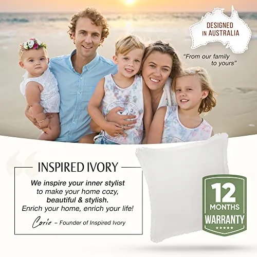 Inspired Ivory Linen Throw Pillow Cover 20x20 Inch Off White