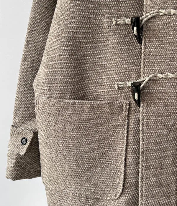INTERIM/HYPER BIG CASHMERE HEAVY ROYAL NAVY DUFFEL COAT (BEIGE)