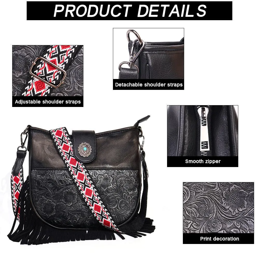 Ladies Boho Tassel Crossbody Embroidered Bag TZBG0425