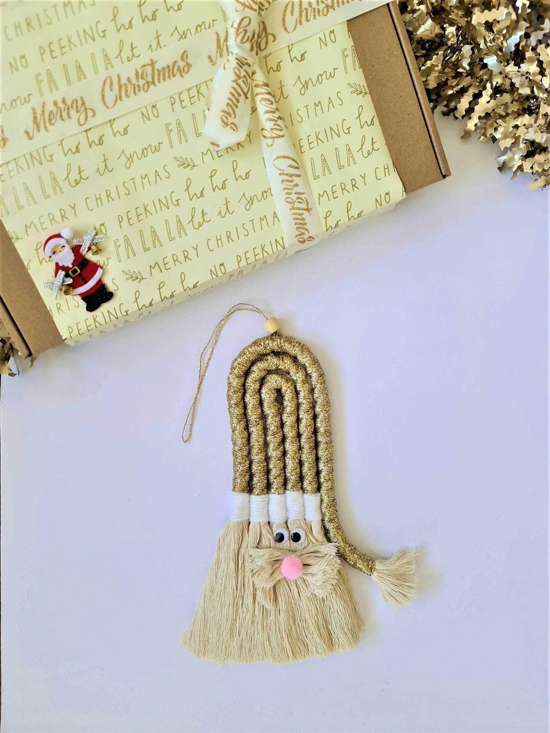Macrame Golden Santa Clause | Christmas Design