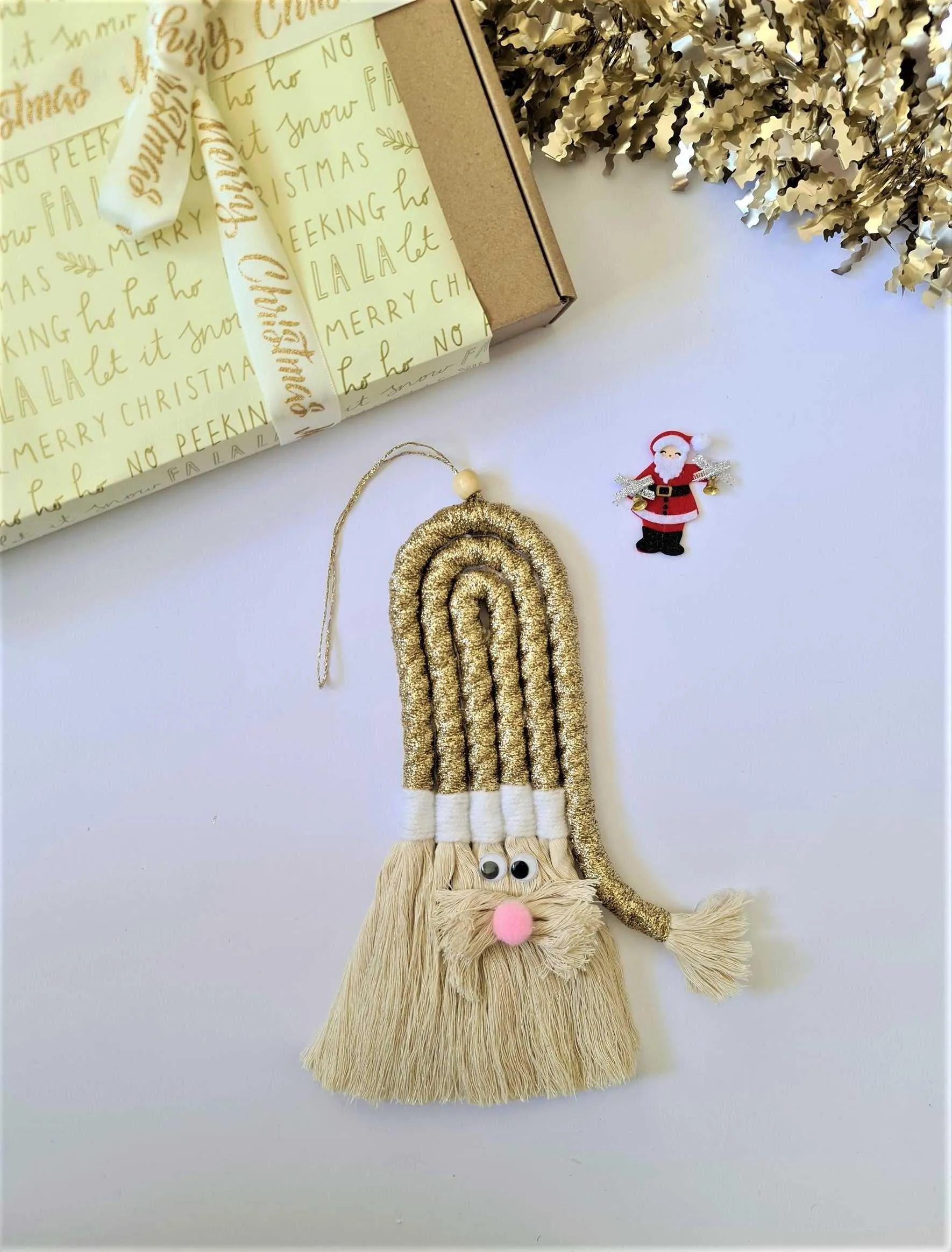 Macrame Golden Santa Clause | Christmas Design