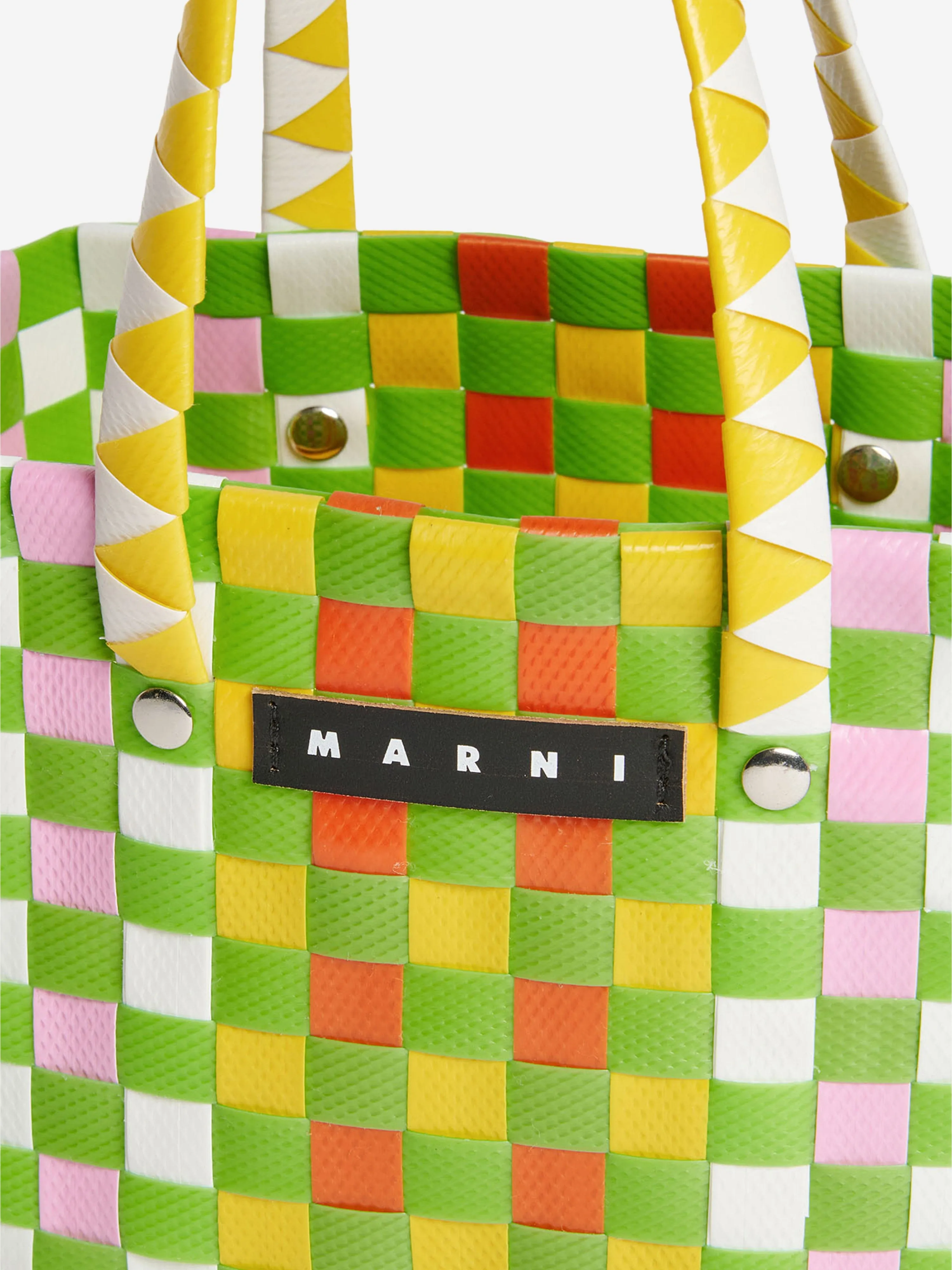 MARNI Girls Woven Micro Basket Bag in Green (14 cm)