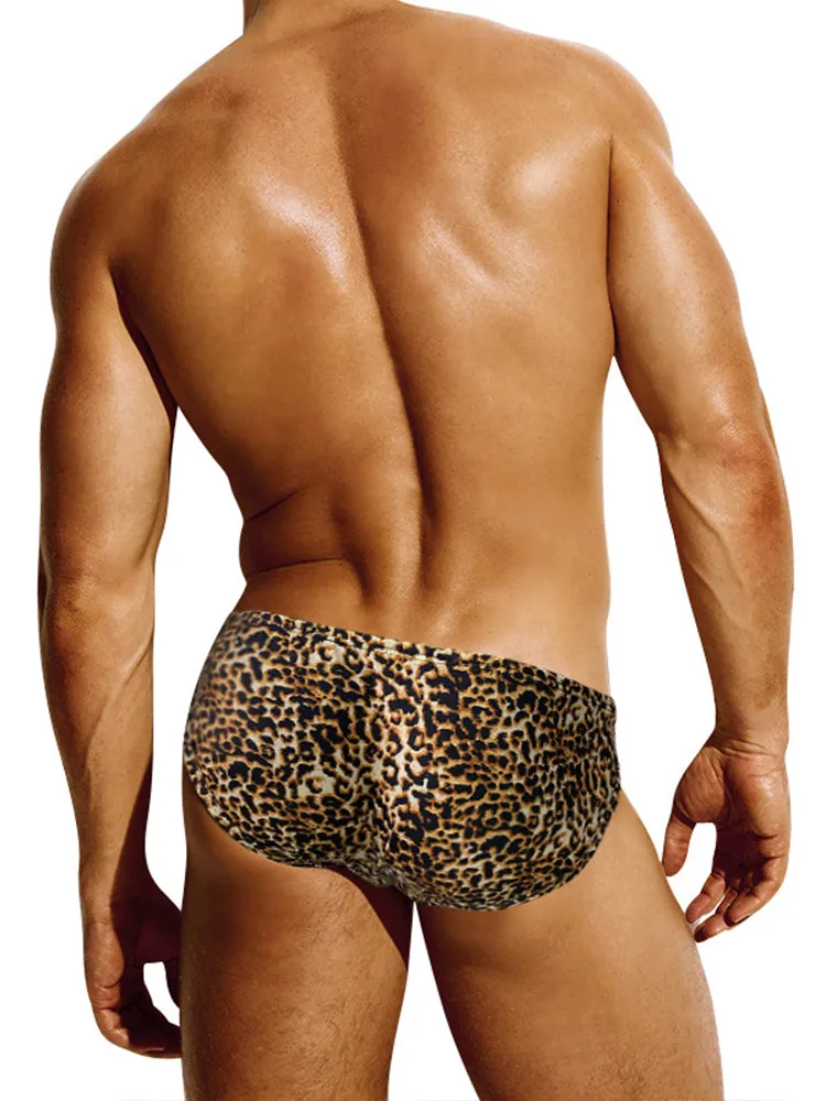 Mens Sexy Leopard Print Pouch Briefs