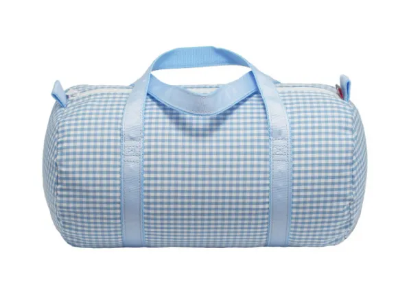 Mint Baby Blue Gingham Baby Duffel