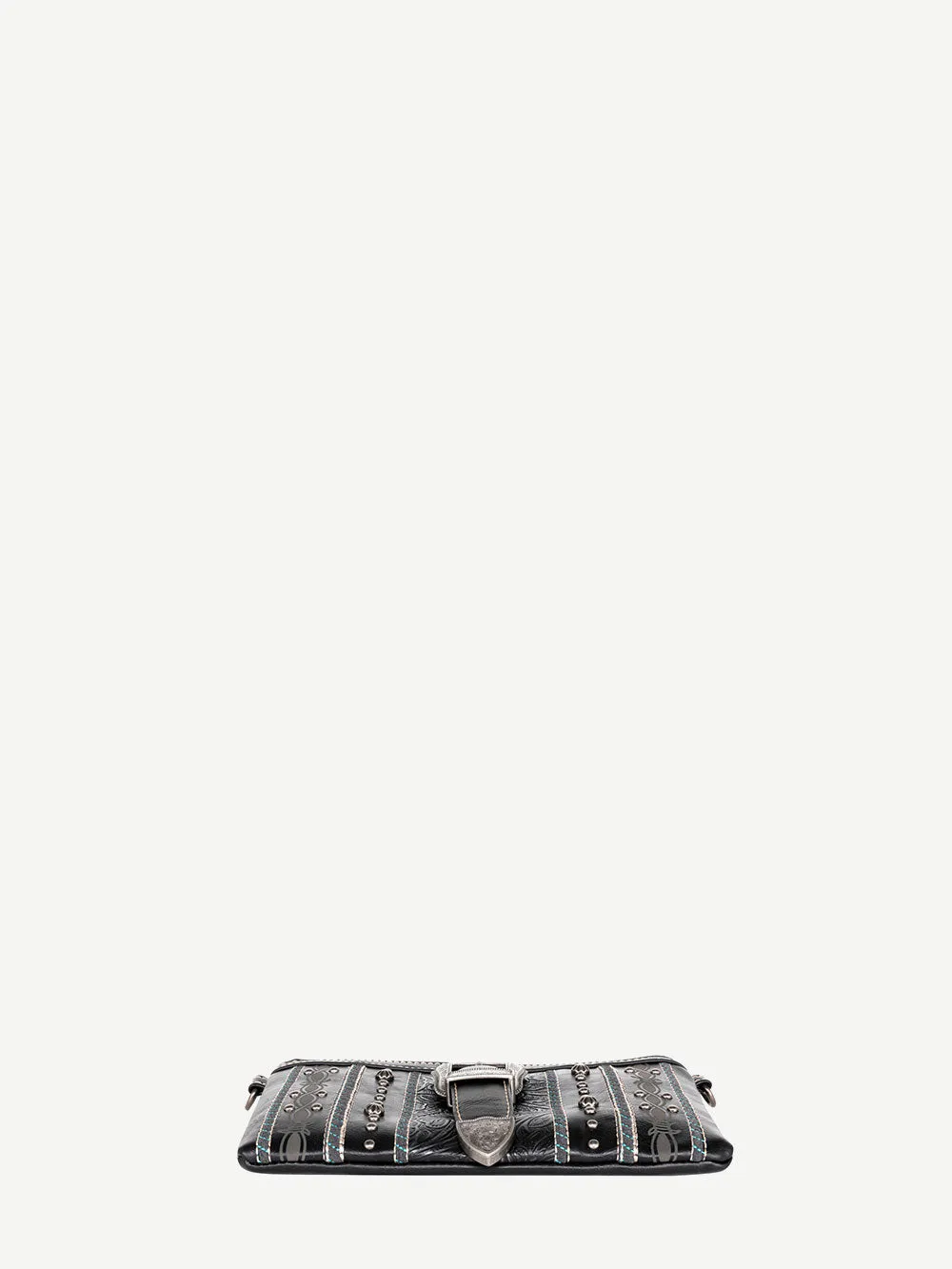 Montana West Buckle Floral Embossed Crossbody Clutch