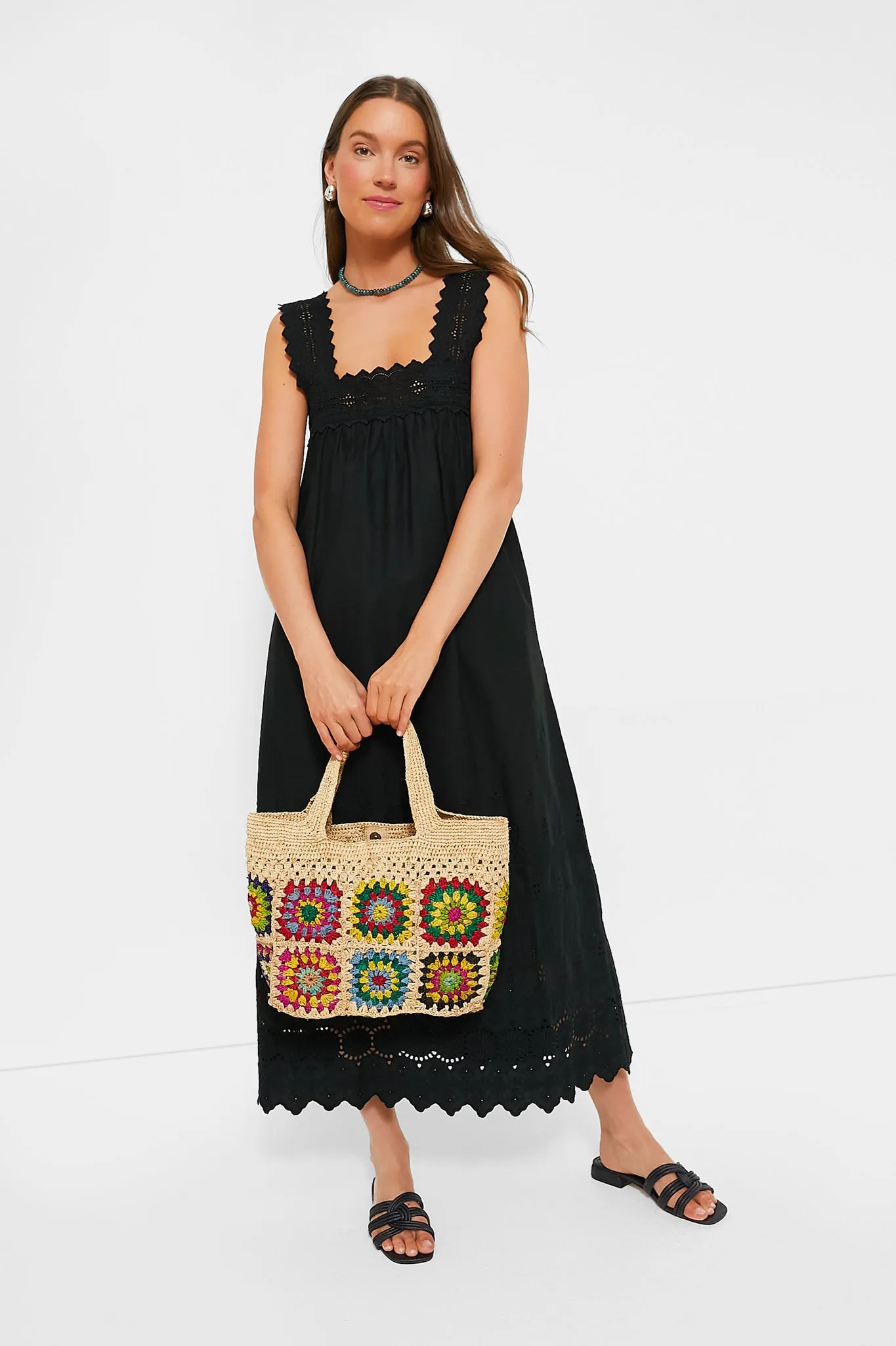 Multi Carina Raffia Crochet Tote