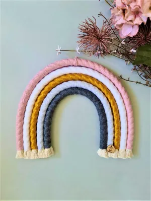 Mustard Pink Macrame Rainbow - Large