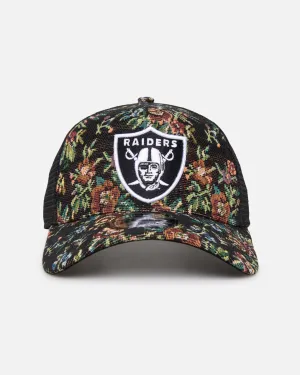 New Era Las Vegas Raiders 'Black Floral Tapestry' 9FORTY A-Frame Trucker Snapback Tapestry