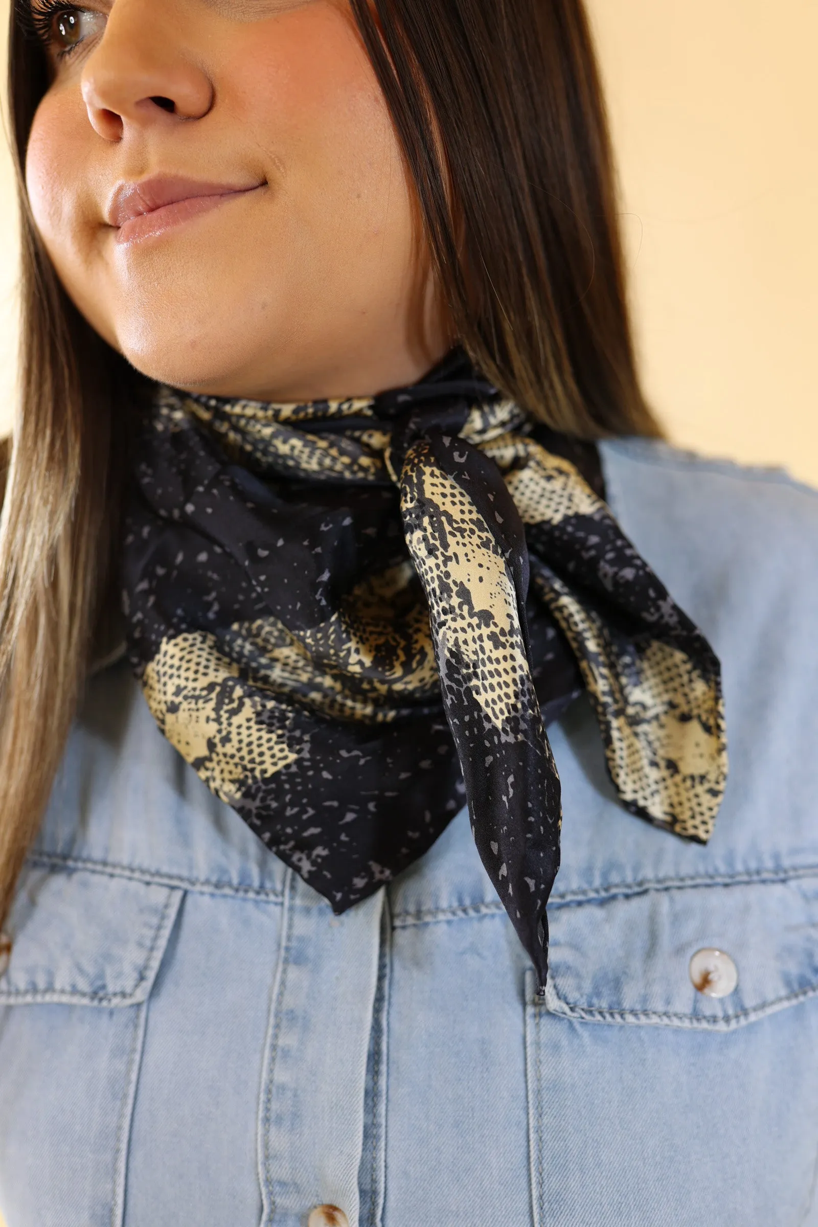 Python Charmeuse Silk Wild Rag in Black