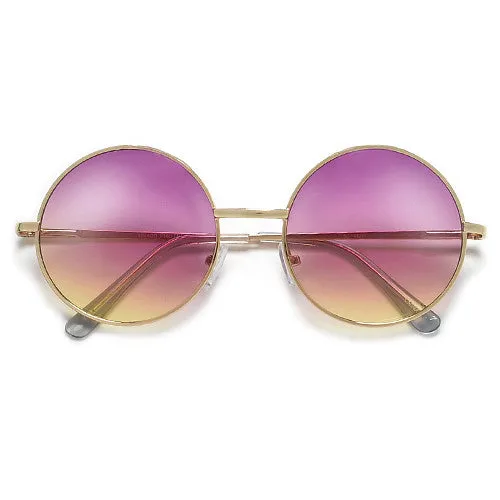 Retro Inspired Colorful Ombre Lens Retro Round 50mm Metal Sunglasses