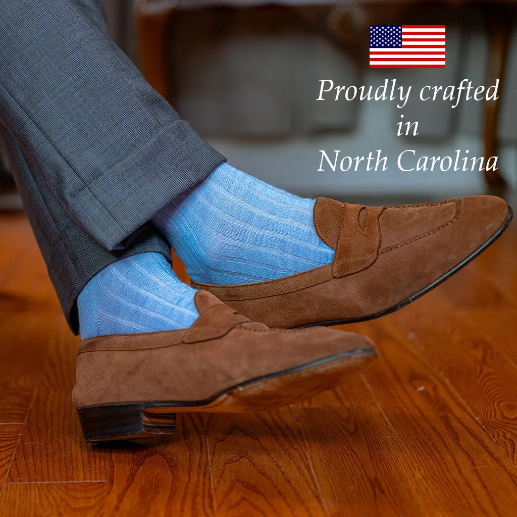Sky Blue Merino Wool Over the Calf Dress Socks